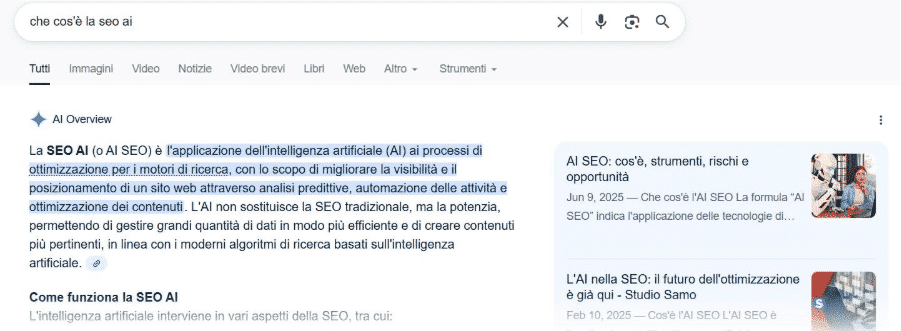 ai overview che cambia i criteri di ottimizzazione SEO